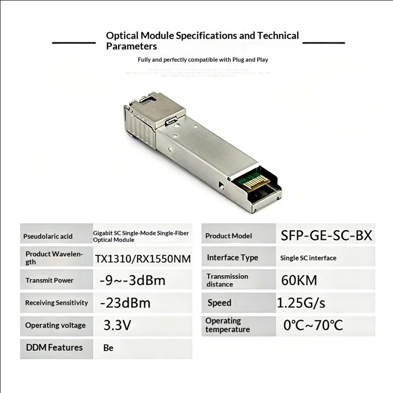 NESTONG 1 Pair 60KM 1.25G / s TX1310 / RX1550NM Gigabit SC Port BIDI Single Mode Single Fiber Optical Module - Silver - scene 2