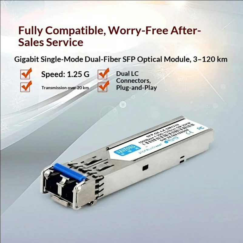 NESTONG SFP-GE-LX-SM1550 2Pcs 120KM Single Mode Dual Fiber SFP Optical Module 1550nm Dual LC - Silver - selling point 1