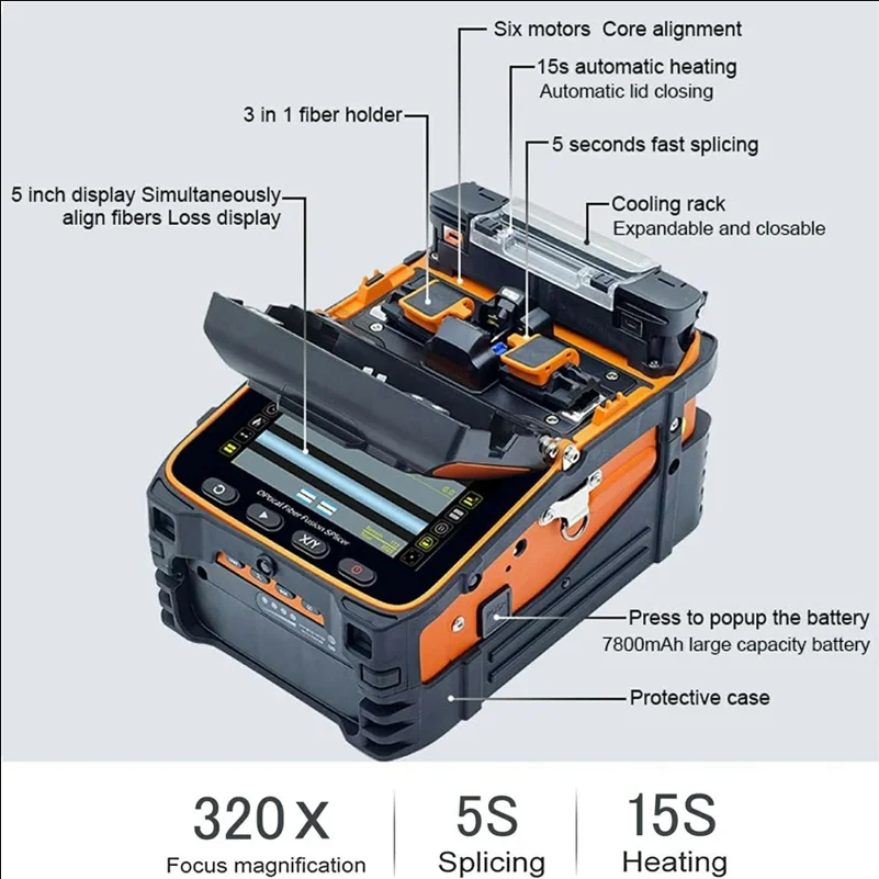 SIGNAL FIRE AI-9 Fiber Fusion Splicer 5S Splicing 15S Heating with Built-In OPM and VFL - AU Plug - scene 1