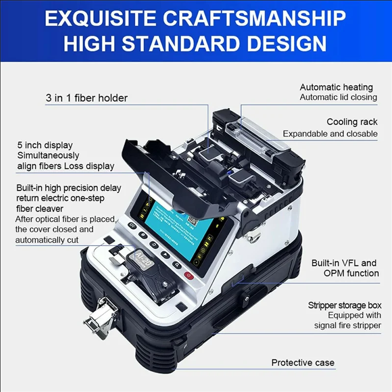SIGNAL FIRE AI-20 Optical Fiber Fusion Splicer 6s Splicing 15s Heating Built-In OPM VFL - AU Plug - scene 2