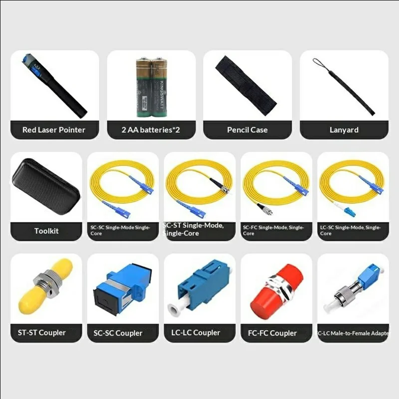 B214 650nm 10km Visual Fault Locator Fiber Optic Tester Tool Kit with Simplex Patch Cord Fiber Coupler - selling point 2