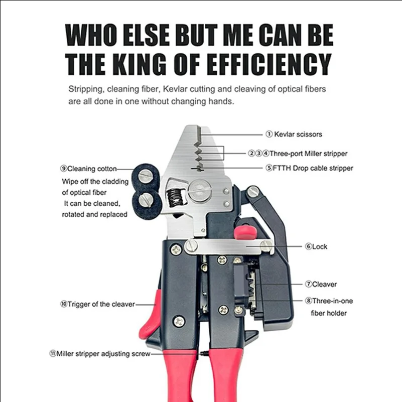 SIGNAL FIRE MC-16 3 in 1 Fiber Stripper and Cleaver 0.8 Degree 48000-Cut Tungsten Steel Blade - selling point 1