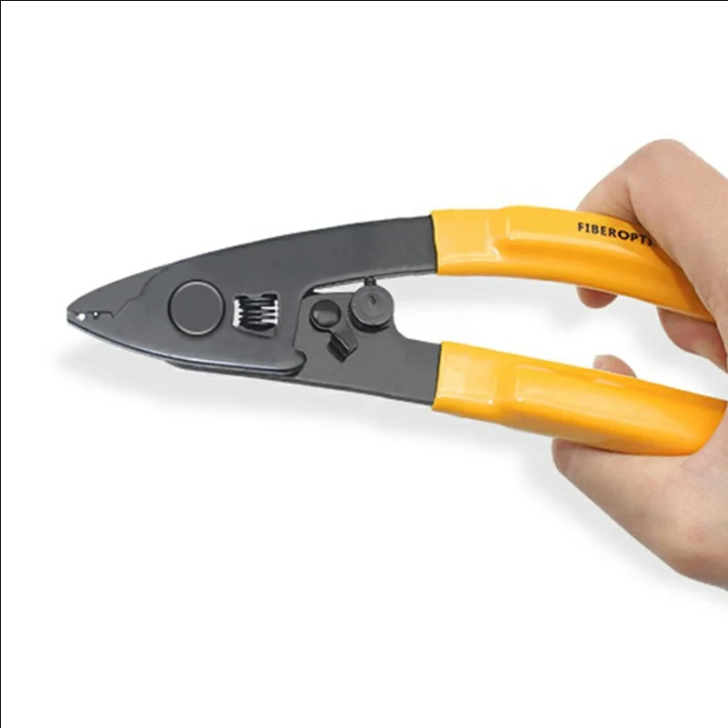 Three-Jaw Fiber Optic Coating Stripping Pliers Auto-Locking Blade for Field Work - Yellow - scene 2