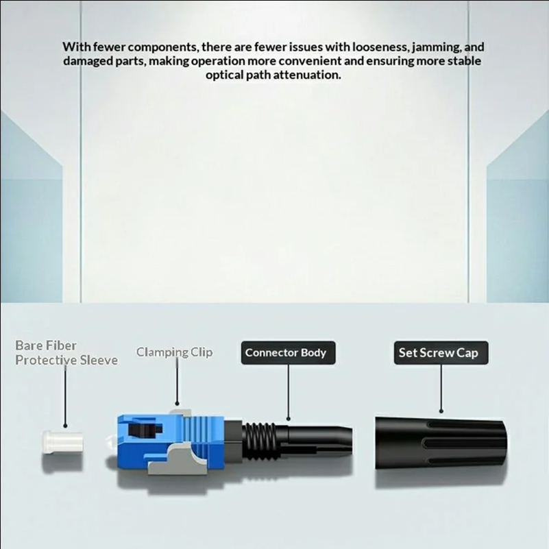 10Pcs SC / UPC Fiber Optic Quick Connectors Low Insertion Loss Zirconia Ceramic Ferrule Reusable Mechanical Splices - scene 2
