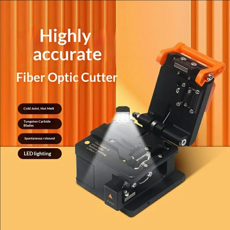 DY-7 Fiber Cleaver 23-Facet Tungsten Steel Blade 3 in 1 Fixture LED Light - Black+Orange - selling point 2