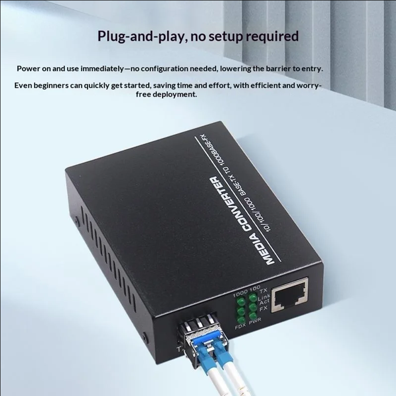 1 Optical 1 Electrical Gigabit SFP Media Converter RJ45 to 1.25Gbps SFP Fiber Transceiver - US Plug - selling point 1