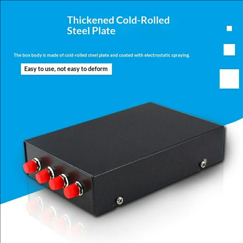 4-Port FC Fiber Optic Termination Box Cold Rolled Steel Wall Mount Splice Tray for FTTH - Black - scene 2