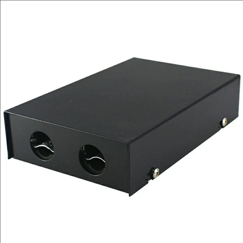 4-Port ST Fiber Optic Termination Box 0.6-0.8mm Cold Rolled Steel with Splice Tray and Pigtails - Black - selling point 1