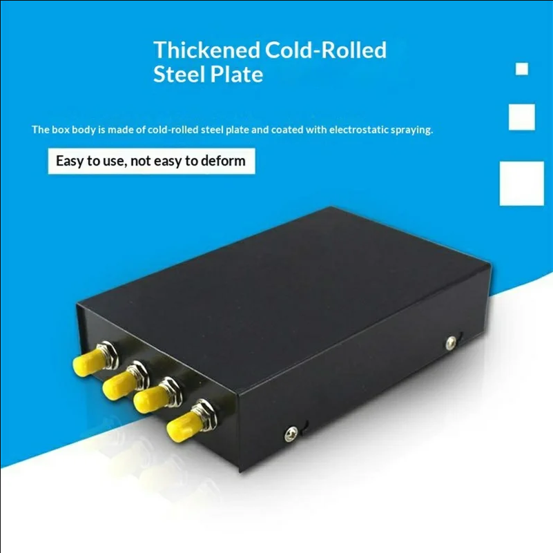 4-Port ST Fiber Optic Termination Box 0.6-0.8mm Cold Rolled Steel with Splice Tray and Pigtails - Black - scene 2