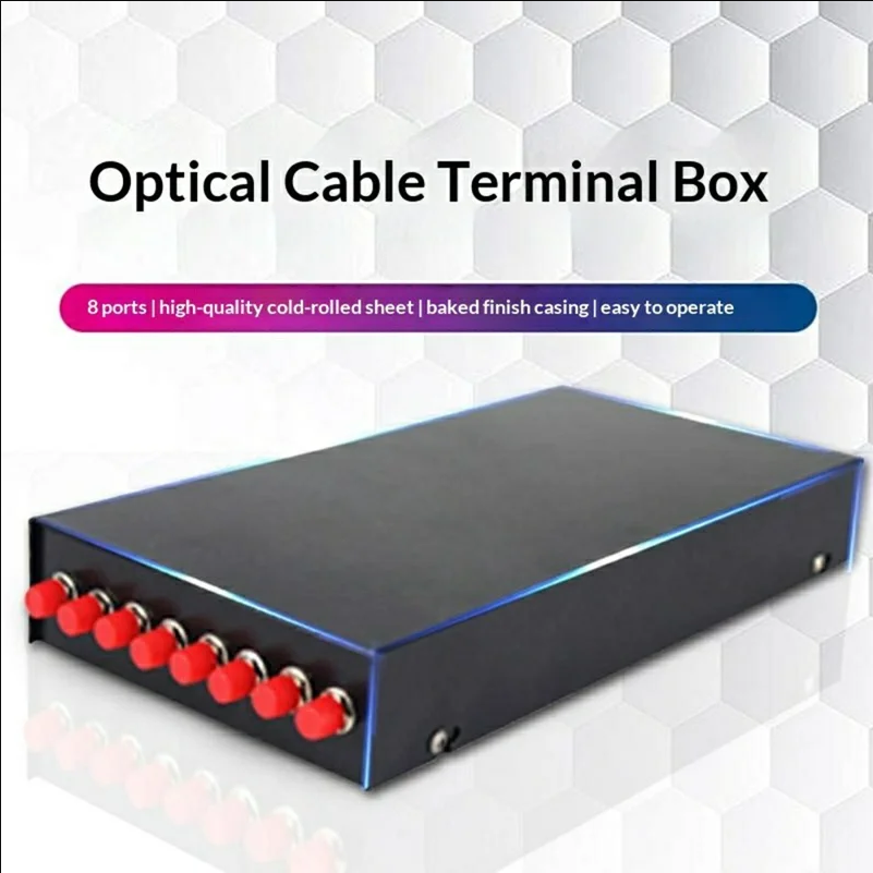 8-Port FC Fiber Optic Termination Box Cold Rolled Steel Wall Mount Splice Tray for FTTH - Black - scene 1