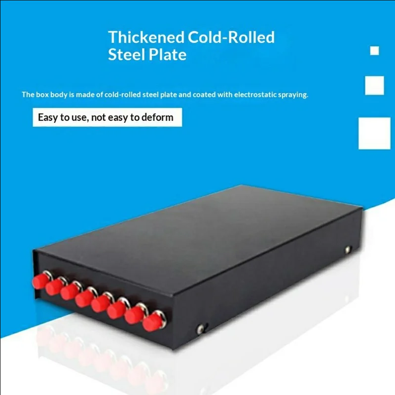 8-Port FC Fiber Optic Termination Box Cold Rolled Steel Wall Mount Splice Tray for FTTH - Black - scene 2