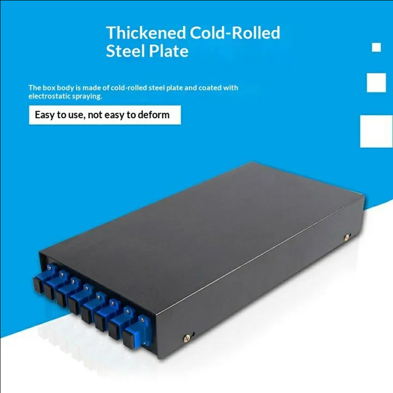8-Port SC Fiber Optic Termination Box 0.6-0.8mm Cold Rolled Steel Wall Mount Splice Enclosure - Black - scene 2
