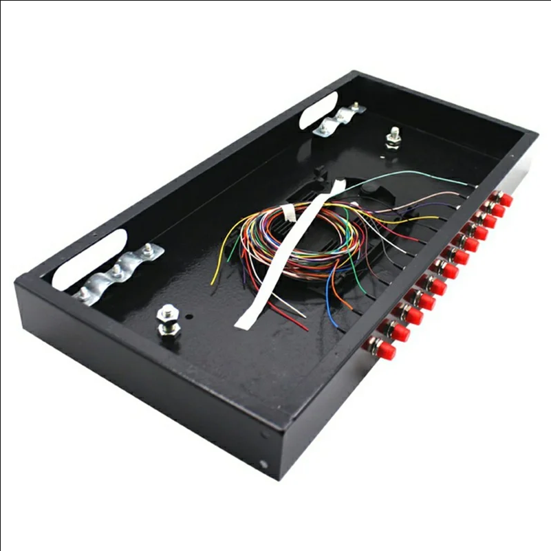 12-Port FC Fiber Optic Termination Box Cold Rolled Steel Wall Mount Splice Tray for FTTH - Black - selling point 1
