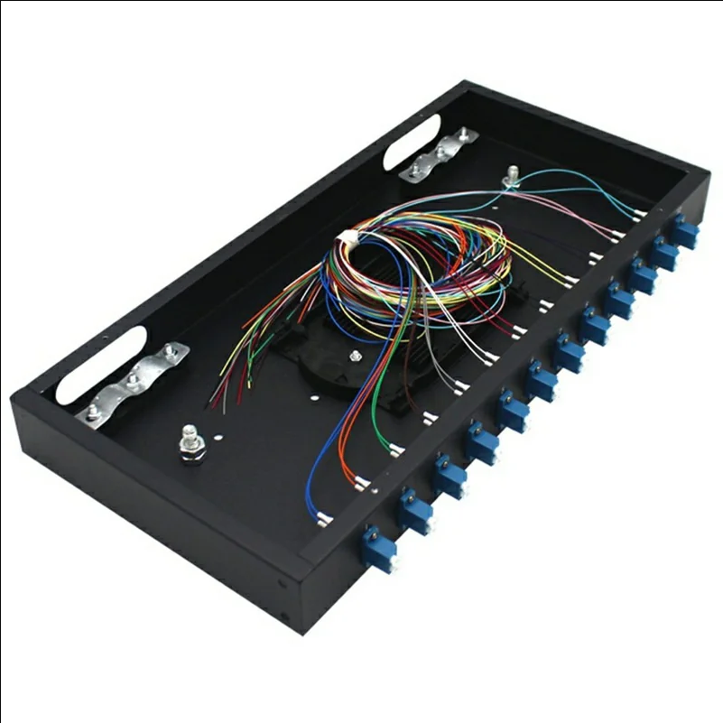 12-Port LC Duplex Fiber Optic Termination Box Cold Rolled Steel Wall Mount Splice Tray for FTTH - Black - selling point 1
