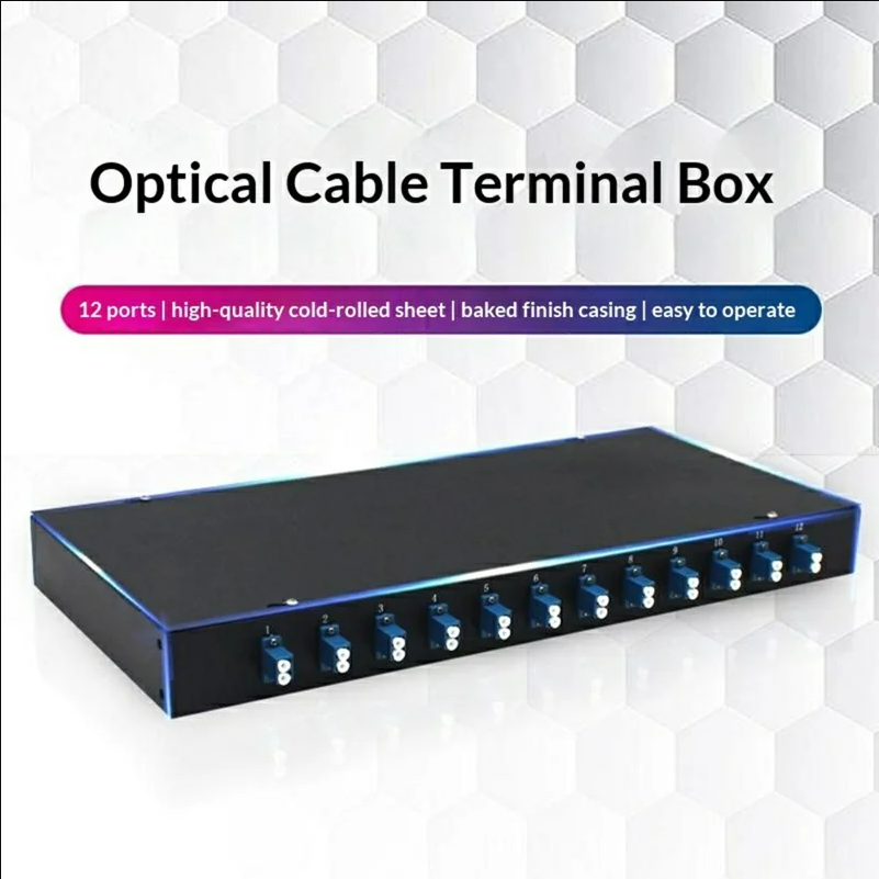 12-Port LC Duplex Fiber Optic Termination Box Cold Rolled Steel Wall Mount Splice Tray for FTTH - Black - scene 1