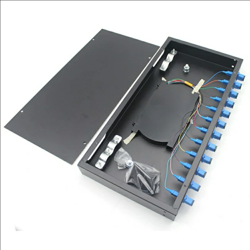 12-Port SC Fiber Optic Termination Box 0.6-0.8mm Cold Rolled Steel Wall Mount Splice Enclosure - Black - selling point 1