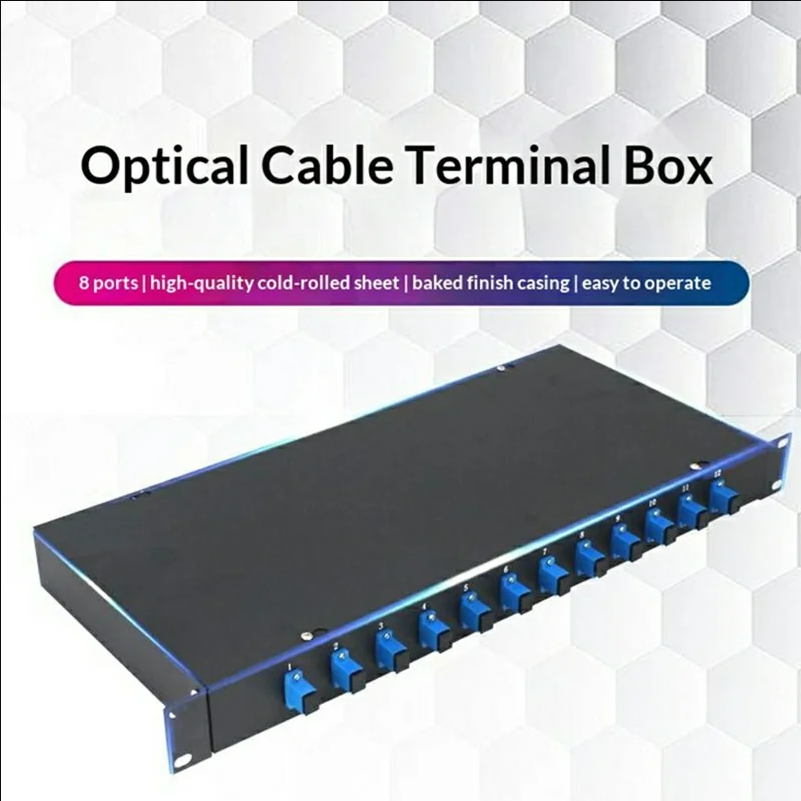 12-Port SC Fiber Optic Termination Box 0.6-0.8mm Cold Rolled Steel Wall Mount Splice Enclosure - Black - scene 1