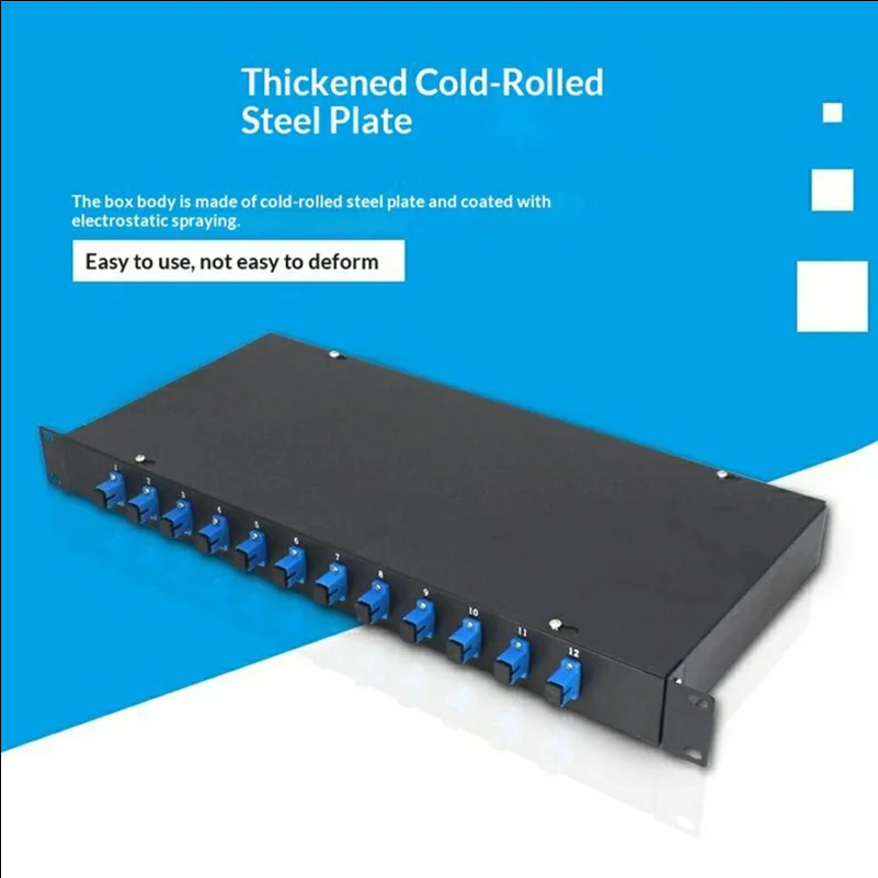 12-Port SC Fiber Optic Termination Box 0.6-0.8mm Cold Rolled Steel Wall Mount Splice Enclosure - Black - scene 2
