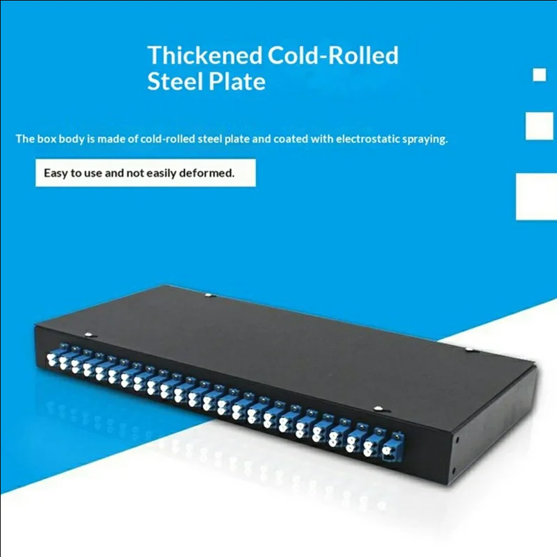 24-Port LC Duplex Fiber Optic Termination Box Cold Rolled Steel Wall Mount Splice Tray for FTTH - Black - scene 2