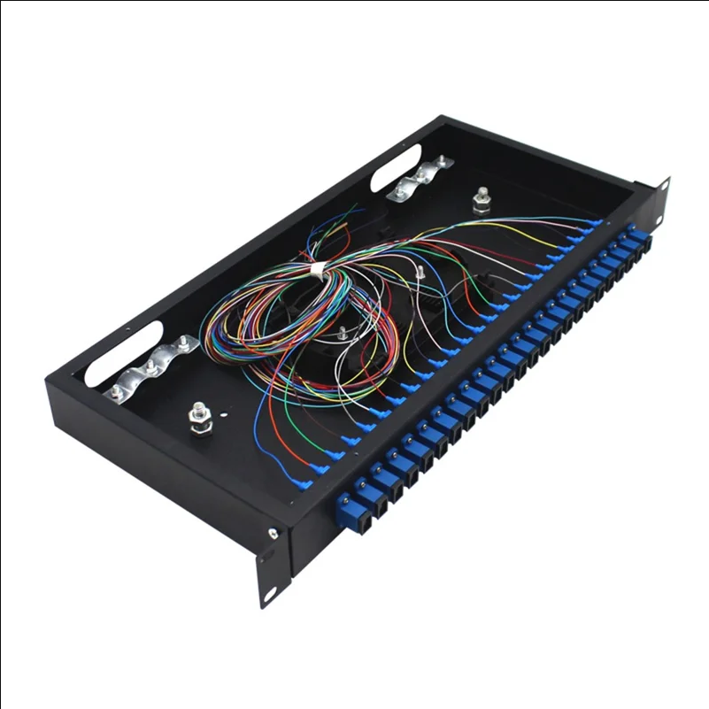24-Port SC Fiber Optic Termination Box 0.6-0.8mm Cold Rolled Steel Wall Mount Splice Enclosure - Black - scene 1
