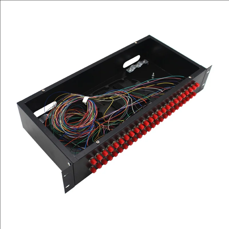 48-Port FC Fiber Optic Termination Box Cold Rolled Steel Wall Mount Splice Tray for FTTH - Black - scene 2