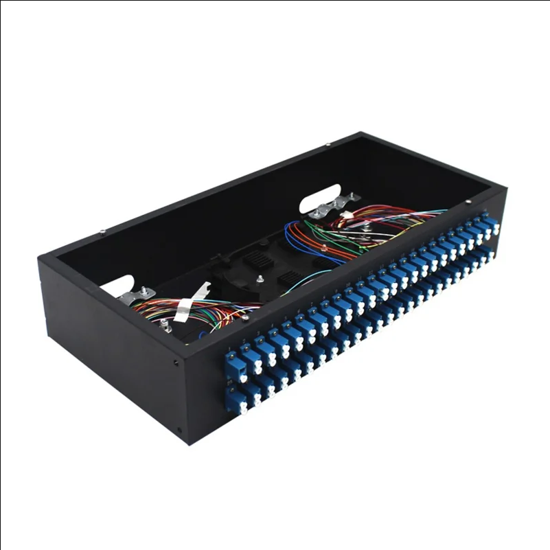 48-Port LC Duplex Fiber Optic Termination Box Cold Rolled Steel Wall Mount Splice Tray for FTTH - Black - selling point 1