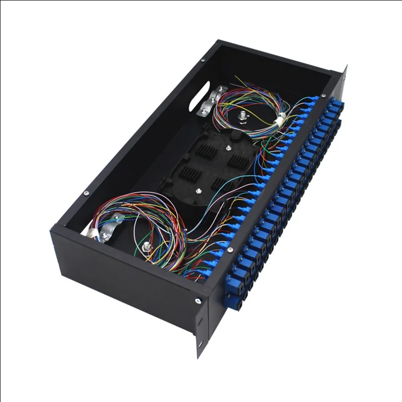 48-Port SC Fiber Optic Termination Box 0.6-0.8mm Cold Rolled Steel Wall Mount Splice Enclosure - Black - scene 2