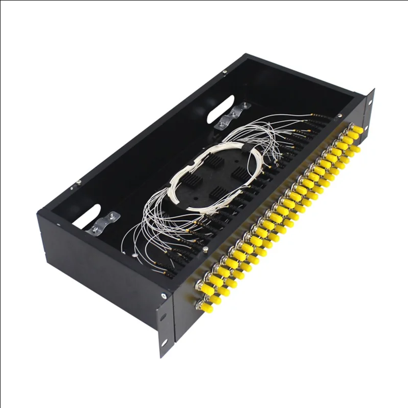 48-Port ST Fiber Optic Termination Box 0.6-0.8mm Cold Rolled Steel with Splice Tray and Pigtails - Black - scene 2