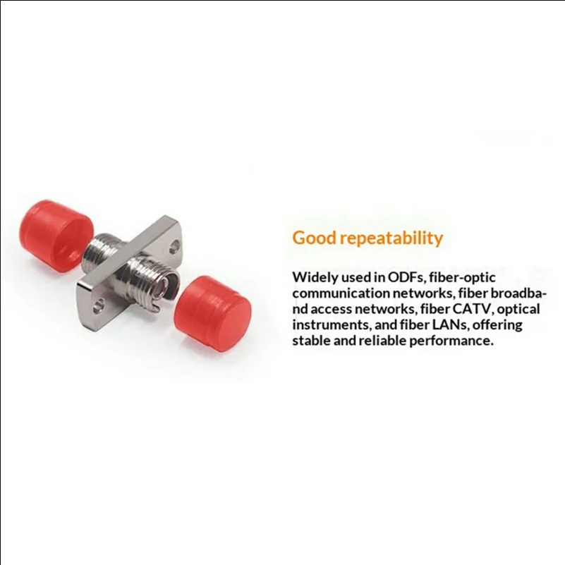 50Pcs FC-FC Rectangular Fiber Optic Couplers Low Insertion Loss Zirconia Sleeve Panel Mount Adapters - Silver / Orange - scene 1