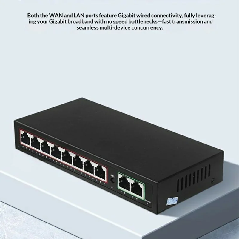 10-Port Full Gigabit PoE AC Controller 8 PoE LAN + 2 Gigabit WAN 30W Wall Mount Controller - Black - scene 1