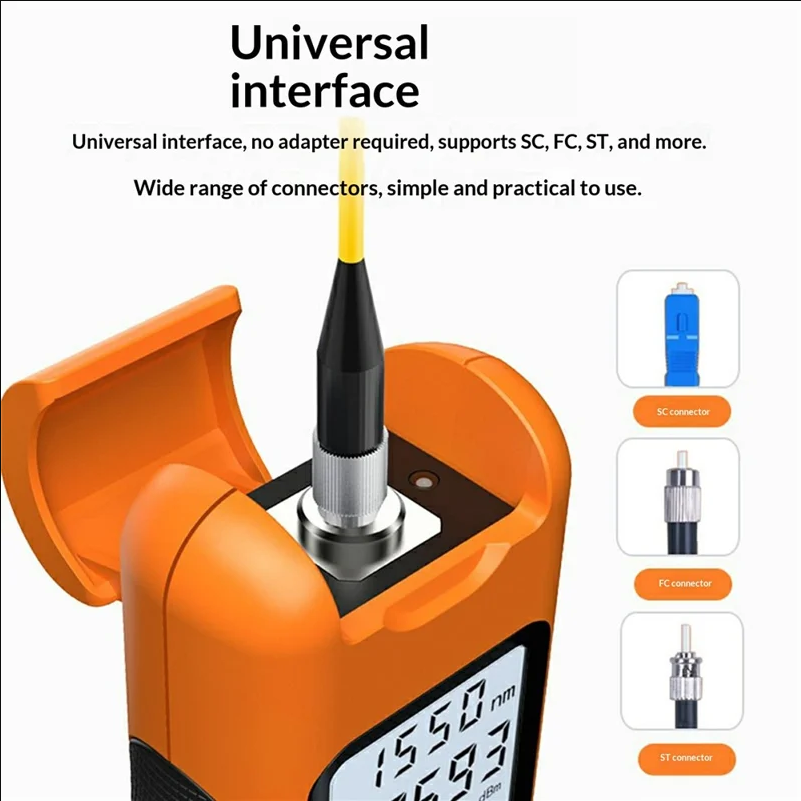 Y12-Y0510 Optical Power Meter 5km Visual Fault Locator -70 to +10dBm 9 Wavelengths for FTTH Installation Fiber Cable Inspection - Orange - scene 2