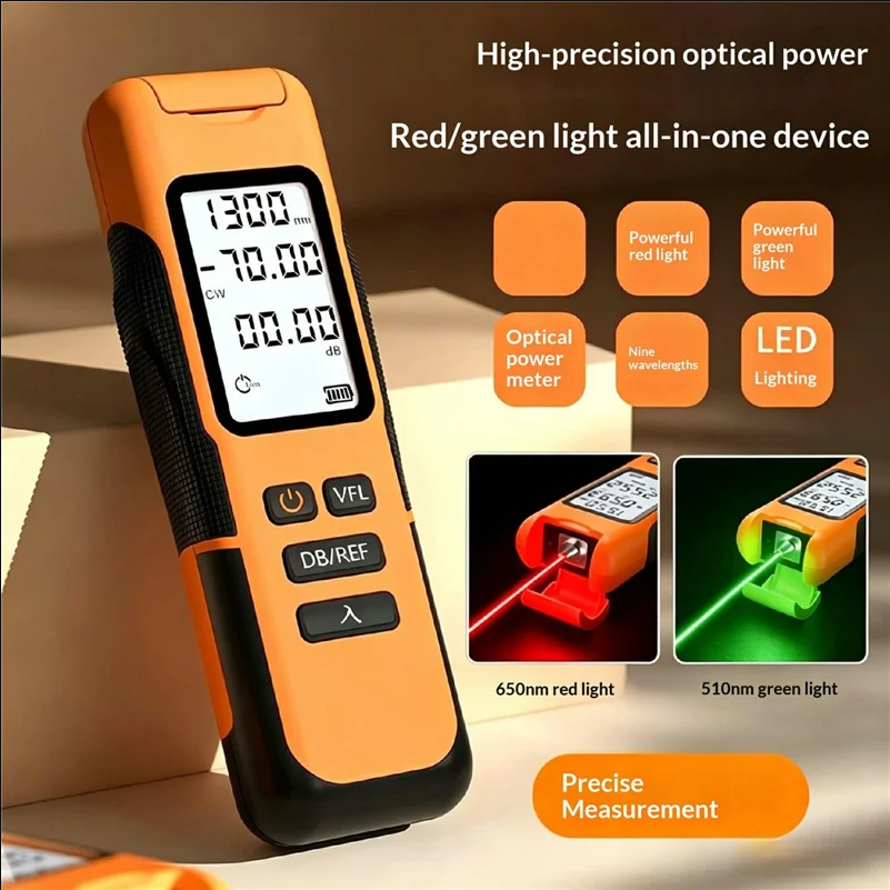 Y12-Y1510 Optical Power Meter 15km VFL -70 to +10dBm Range 9 Wavelengths Visual Fault Locator for Fiber Cable Inspection FTTH Installation - Orange - selling point 1