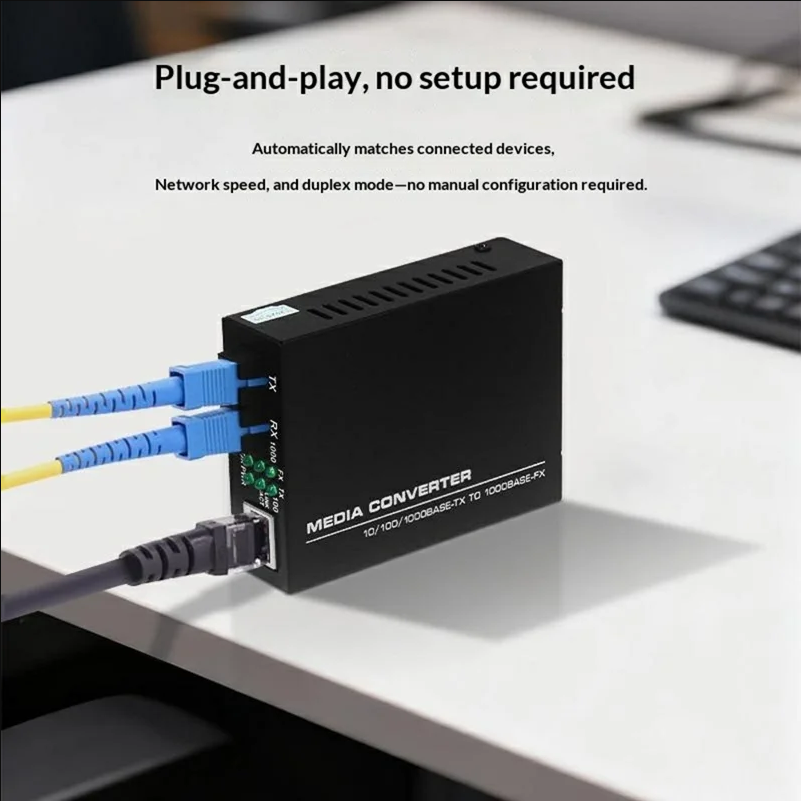 Gigabit Multimode Dual-Fiber Media Converter 10 / 100 / 1000Mbps SC Port Plug Play Heat Dissipation for Network Transmission - US Plug - selling point 1