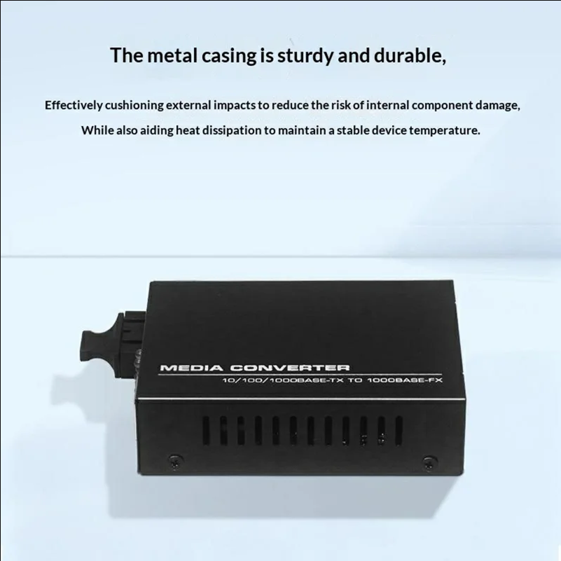 Gigabit Multimode Dual-Fiber Media Converter 10 / 100 / 1000Mbps SC Port Plug Play Heat Dissipation for Network Transmission - US Plug - scene 1