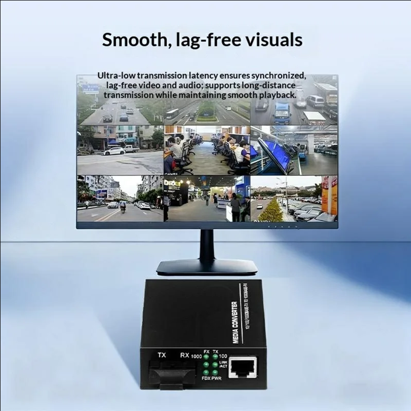 Gigabit Multimode Dual-Fiber Media Converter 10 / 100 / 1000Mbps SC Port Plug Play Heat Dissipation for Network Transmission - UK Plug - selling point 2
