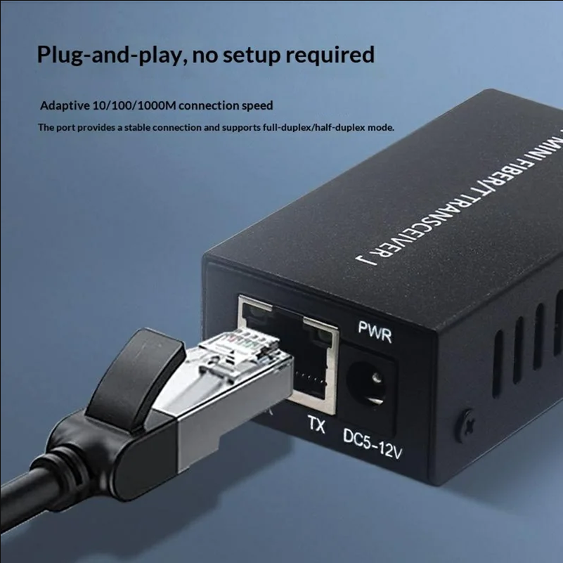 1 Pair Mini Gigabit Fiber Optic Media Converter 10 / 100 / 1000M Auto-Negotiation for Security Monitoring Data Centers Industrial Automation - EU Plug - selling point 2