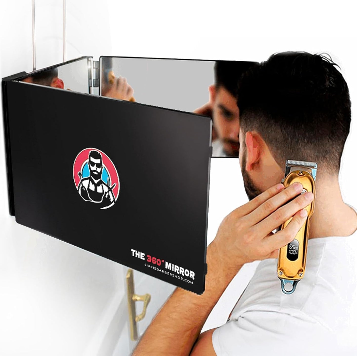 KAWELL 360 Mirror – 3-Way Trifold Mirror for Self Hair Cutting | Adjustable Barber Mirror for Men & Women | DIY Haircut System