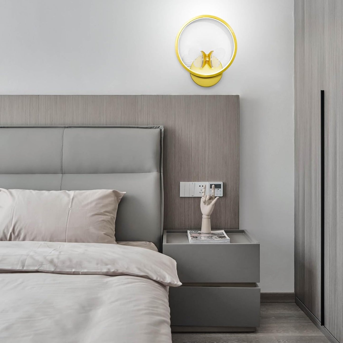 KAWELL Butterfly Wall Sconce 16W LED - Modern Decorative Wall Light Fixture with Illuminated Butterfly Design for Bedroom & Living Room
