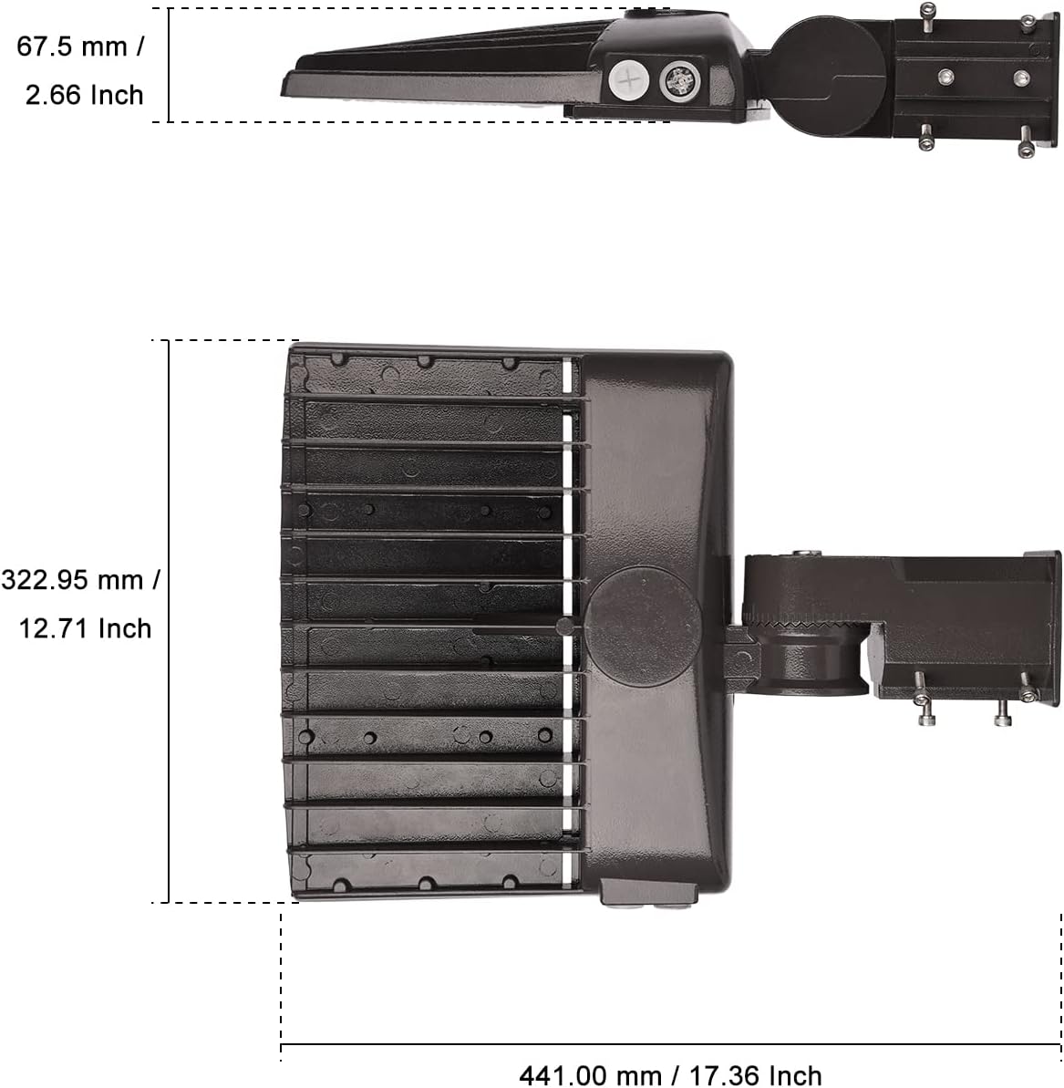 KAWELL 100W LED Parking Lot Light - 13000LM Dimmable Shoebox Lighting 5000K