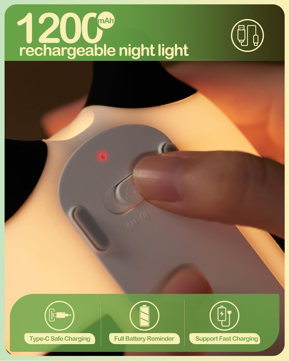 Cute Panda Night Light for Kids | Soft Silicone, 3-Level Dimmable, Nursery Lamp