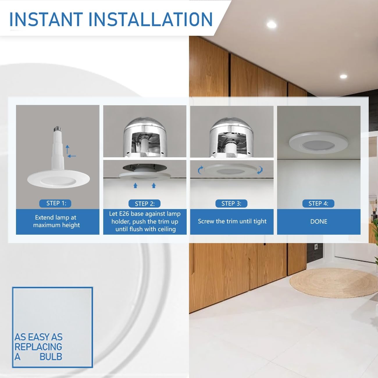 LED Recessed Lighting 5/6 Inch - 12W Dimmable Retrofit Can Lights, 800LM, 5CCT Adjustable (2700K-5000K)