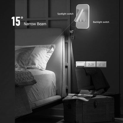 Kawell 2 in 1 8W Modern LED Wall Sconces Indoor LED Wall Light with Switch 350° Swivel 3W LED Reading Wall Spotlight LED Wall Lamp for Bedroom Bedside Living Room Study Room, White 6000K