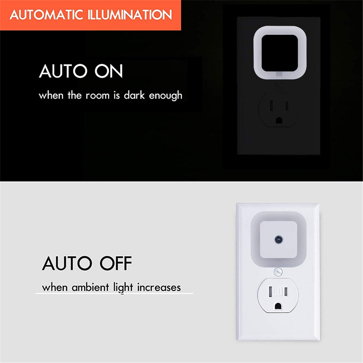 KAWELL LED Night Light with Dusk-to-Dawn Smart Sensor – 0.5W, Daylight White, Plug-In, 6-Pack