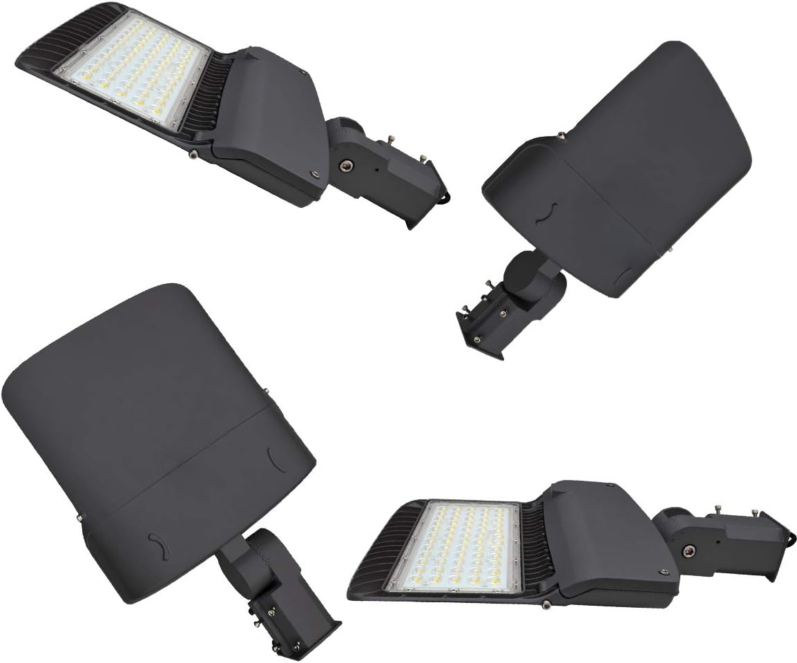 KAWELL 100W LED Parking Lot Light - 13000LM Square Pole Mount with Optional Photocell 5000K