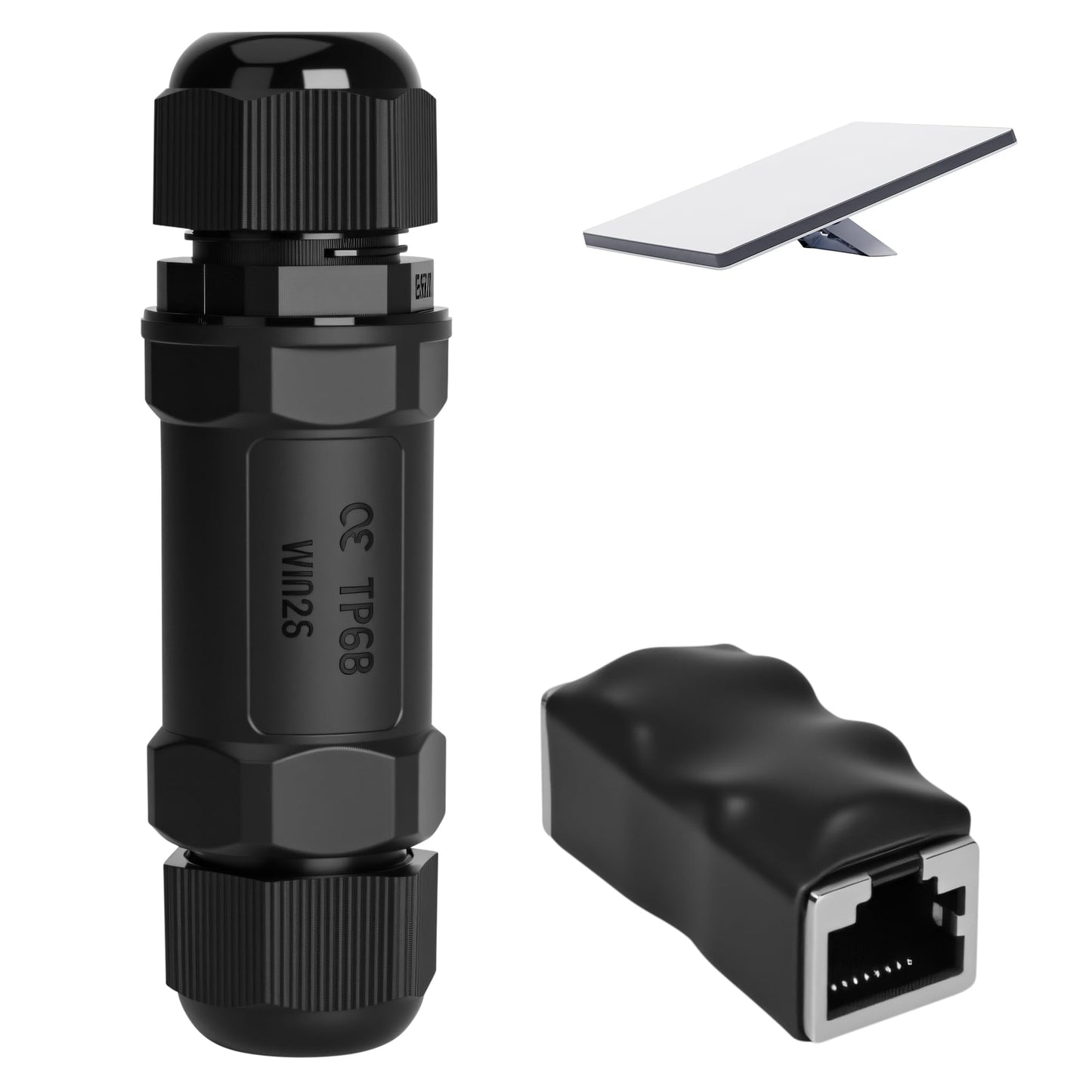 Starlink Ethernet Adapter Kit: IP68 Waterproof RJ45 Coupler for Starlink Cable/Cat7/Cat6/Cat5E/Cat5 Network LAN Cable Extender - Suitable for Repair and Extend Network Cables (Not lightning protected)