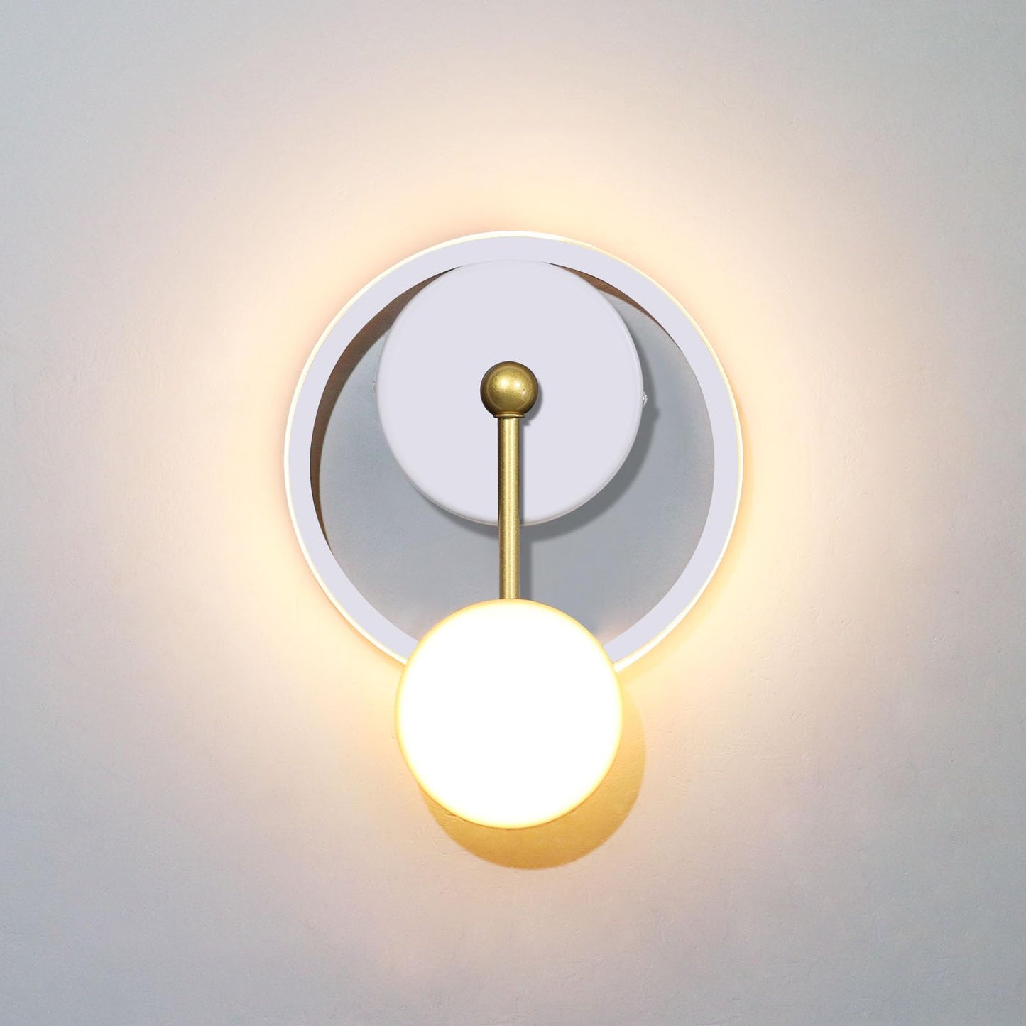 KAWELL Modern LED Wall Sconce 18W - 360° Rotatable Wall Light Fixture with Clock Design for Bedroom, Living Room & Hallway