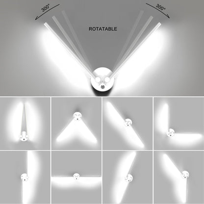 Kawell 12W Modern LED Wall Light with Switch Indoor LED Wall Sconce Hardwired LED Wall Lamp Bar with 300° Rotatable Lamp Arms for Living Room Background Wall Bedroom Hallway Aisle, White 6000K