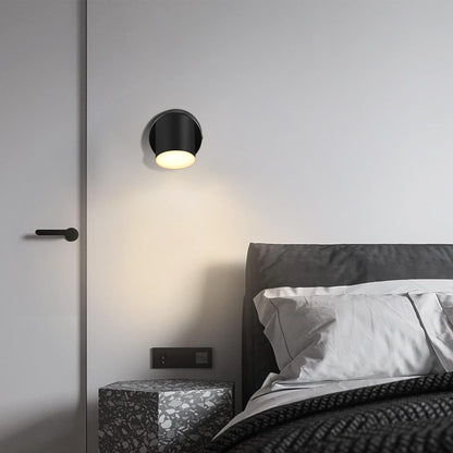 Kawell Indoor LED Wall Light with Switch Modern LED Wall Sconce Rotatable Hardwired LED Wall Lamp Nordic Style for Bedside Study Child Room, Black(3000K)