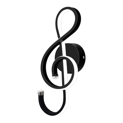 Kawell 22W Indoor LED Wall Light Modern LED Wall Sconce Light Creative Wall Lamp LED Music Symbol Art Decoration for Bedroom Living Room Cafe Lounge Stairs Corridor, Black 6000K