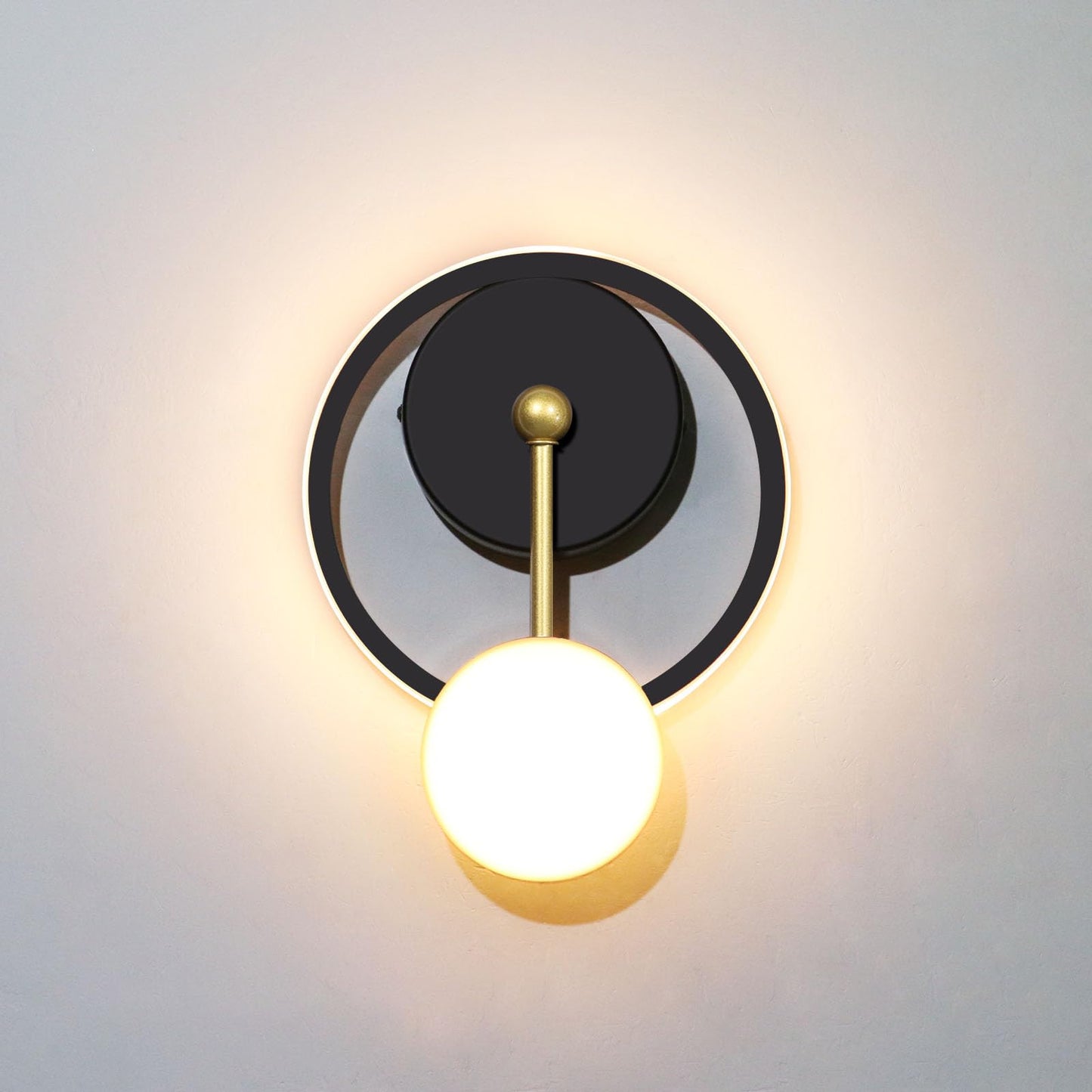KAWELL Modern LED Wall Sconce 18W - 360° Rotatable Wall Light Fixture with Clock Design for Bedroom, Living Room & Hallway